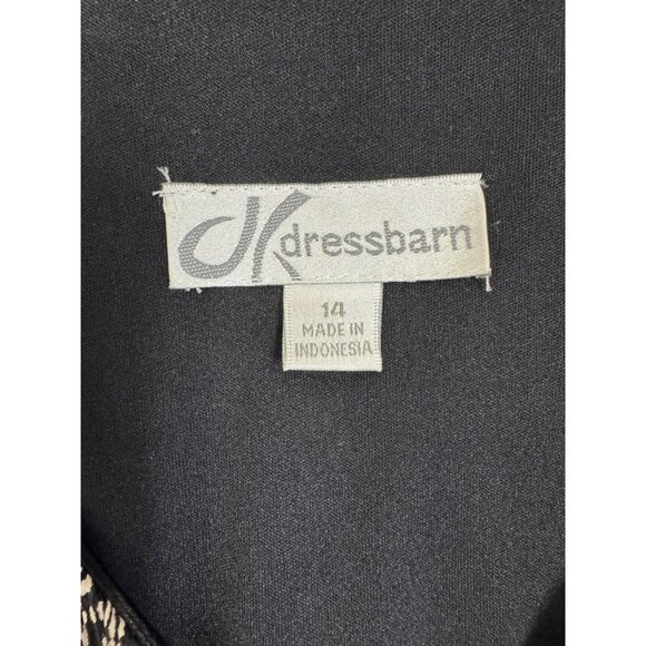Dressbarn Black & Ivory Print Bodre Midi Dress w/ Tassel Tie Size 14 Spring‎ - Picture 5 of 6